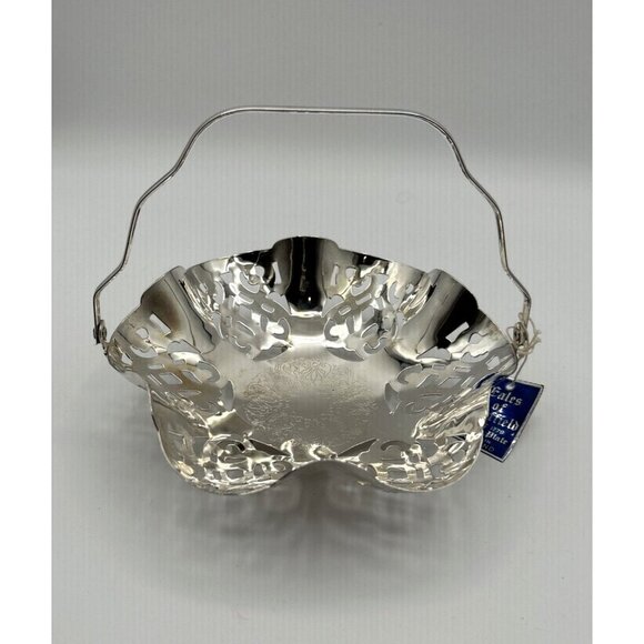 Gales of Sheffield England Silverplate Pierced Basket Ruffled & Etched MCM - Picture 1 of 9